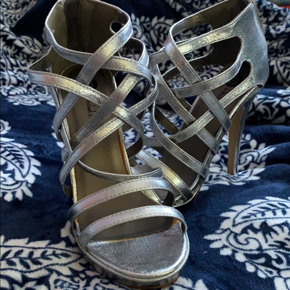 Silver strappy heels